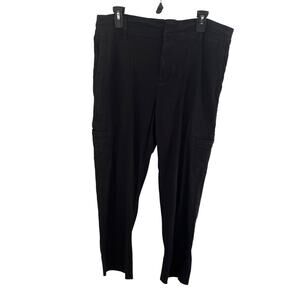 Vince. Cargo Pants Womens Sz XL Washed Black Linen Blend Straight Leg Streetwear